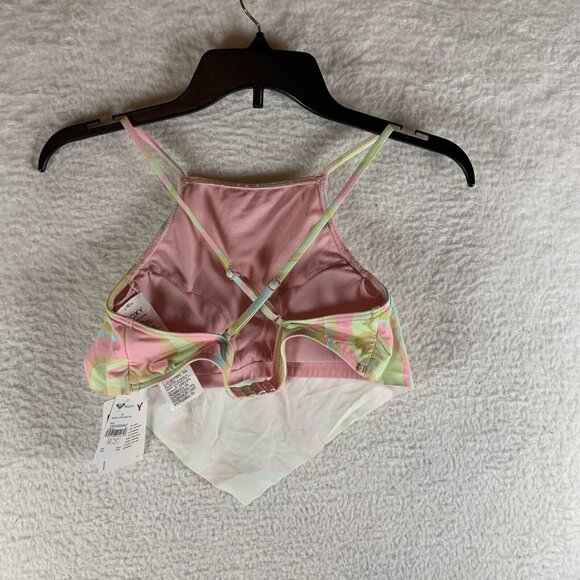 Roxy Tropics Hype Cropped Bikini Top Women's Medium Multicolor Ambrosia Swimwear - Picture 2 of 7
